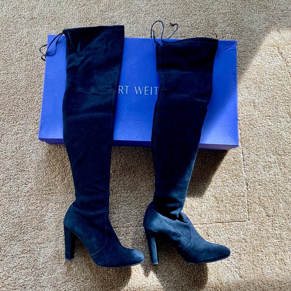 Stuart Weitzman over the knee black suede boot